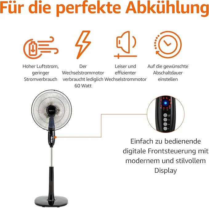 Ventilateur sur pied de 40 cm avec télécommande – Image 4