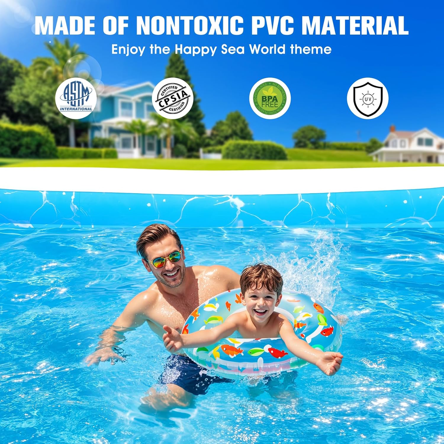Piscine gonflable Luxfero pour adultes avec siège et éclairage intégré – Image 6