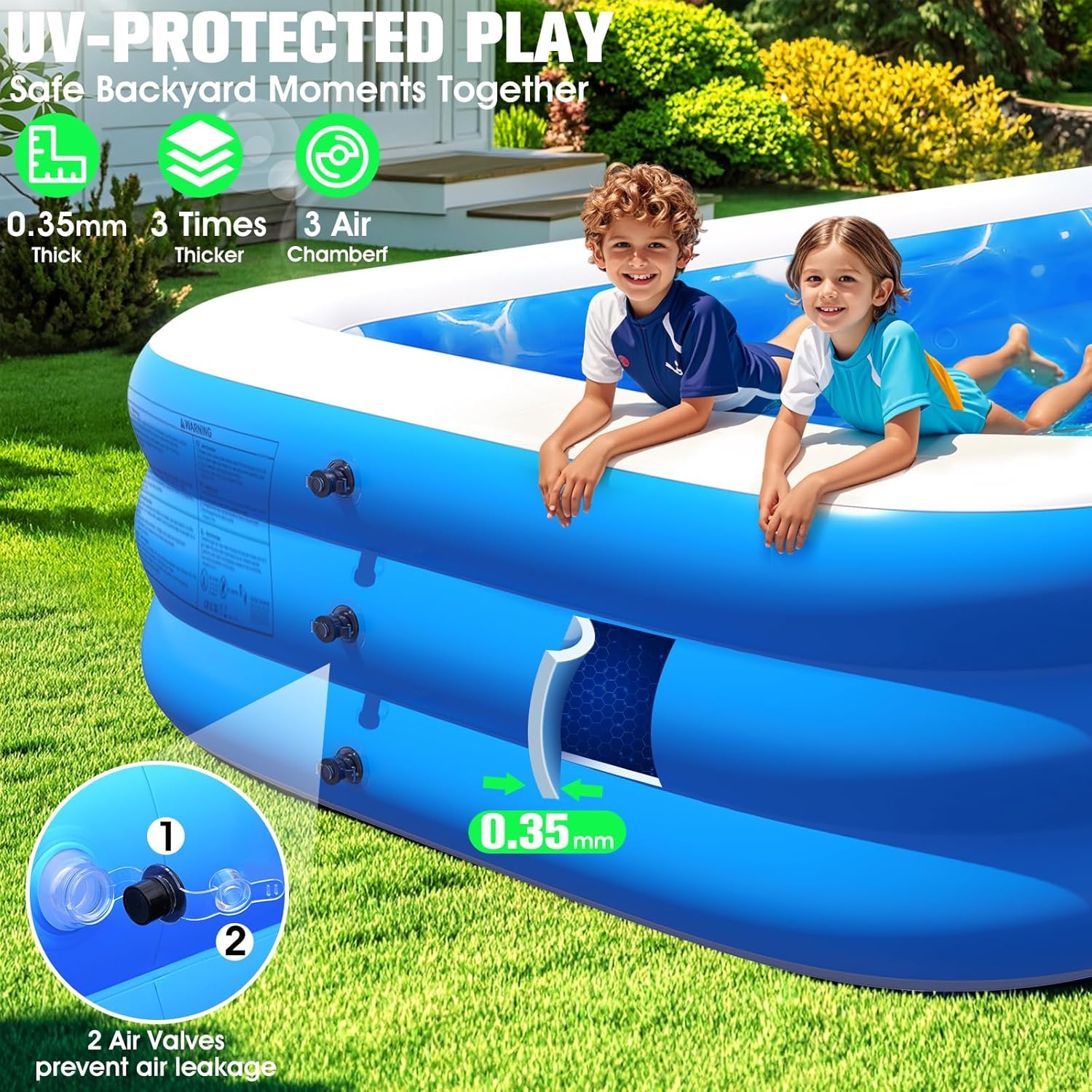 Piscine gonflable Luxfero pour adultes avec siège et éclairage intégré – Image 4