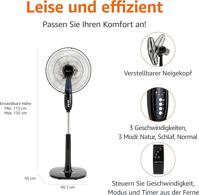 Ventilateur sur pied de 40 cm avec télécommande – Image 3