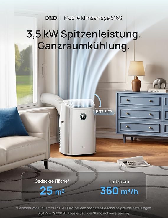 Climatiseur portable DREO 12000 BTU (3 en 1 : refroidissement, ventilation et déshumidification) – Image 5