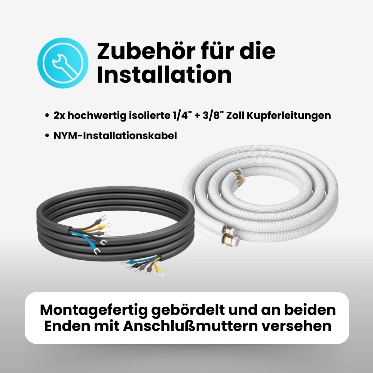 Kältebringer® 1-15 m Conduite de réfrigérant 1/4« + 3/8 » Kit de montage pour climatiseur split (5 fils) – Image 7
